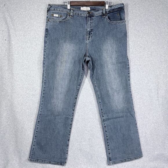 Baby Phat Estilo Jean Womens Sz 22  44x32 StraightLeg High Rise Stretch Med Wash - Picture 1 of 14